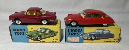 Corgi: A pair of boxed Corgi Toys, Citroen D.S.19, Reference No. 210S; and Renault "Floride",