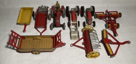 Diecast: A collection of assorted unboxed diecast Dinky and Corgi trailers and other farm