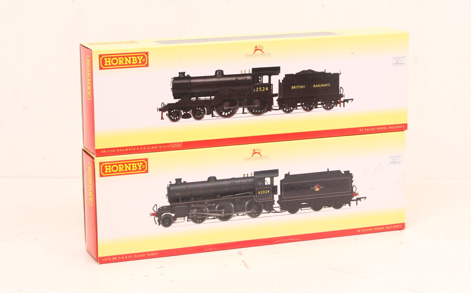 Hornby: A pair of Hornby boxed OO Gauge locomotives to comprise: BR Class D16 'E2524' R3235; and