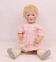 Princess Elizabeth: An early 20th century, bisque head doll, marked to head 'Porzellenfabrik