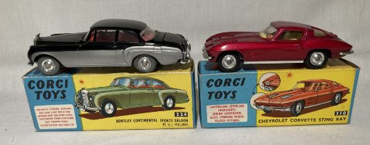 Corgi: A pair of boxed Corgi Toys, Bentley Continental Sports Saloon, Reference No. 224; and