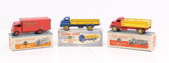 Dinky: A collection of three boxed Dinky Toys vehicles to comprise: Slumberland Guy Van 514, Leyland