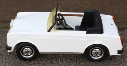 Sharna: A Sharna for Tri-ang Rolls Royce white pedal car, RRM 3. With black interior and yellowed