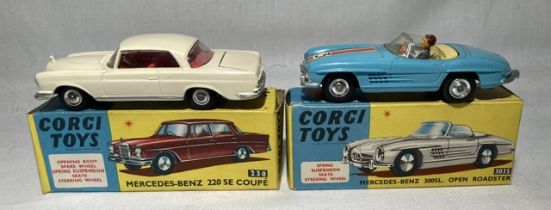 Corgi: A pair of boxed Corgi Toys, Mercedes-Benz 220 SE Coupe, Reference No. 230; and Mercedes-