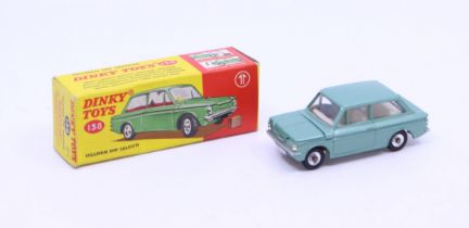 Dinky: A boxed Dinky Toys, Hillman Imp Saloon, Reference No. 138. Metallic green with off-white