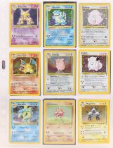 Pokemon: A complete Pokemon Unlimited Base Set 2, comprising 130/130 cards. Whitening to some card