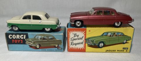Corgi: A pair of boxed Corgi Toys, Ford Consul Saloon, Reference No. 200; and Jaguar Mark X,