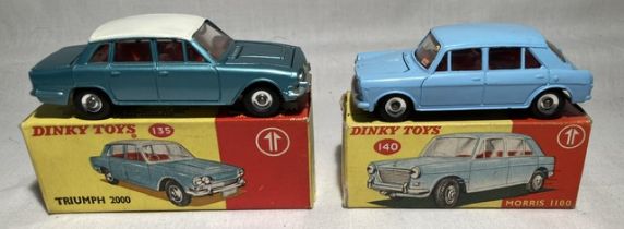 Dinky: A pair of boxed Dinky Toys, Triumph 2000, Reference No. 135; and Morris 1100, Reference No.