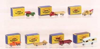 Matchbox: A collection of seven assorted boxed Matchbox 75 Series vehicles to comprise: Dumper, 2;