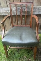 A set of six Edwardian revival Hepplewhite style  mahogany armchairs