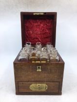 A 19th cent Chemists campaign apothecary box , fitted interior, glass original pestle and mortar