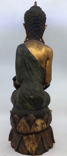 An Asian carved wooden figure of Buddha - Image 5 of 5