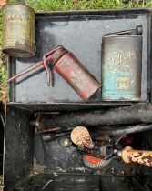 Military related cases Automobilia dominoes ,and a bronze censer