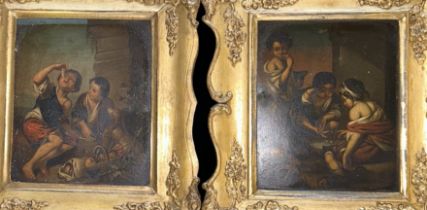 A pair of 19th cent French school oil on copper studies of children