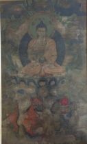 A Sino-Tibetan Thangka, 73cm x  47.5cm