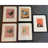 A collection of five Art Deco watercolour (5)