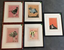 A collection of five Art Deco watercolour (5)