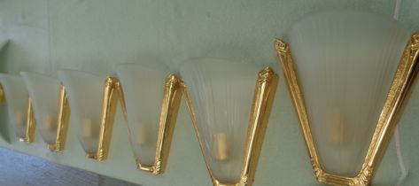 A set of six Vianne Satine sconces in Art Deco style. (6)