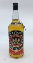 Dufftown Glenlivet 8 years old pure malt scotch whisky, 1 litre. Level towards bottom of neck,