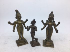 A collection of three Indian bronze figure of deities. (3)