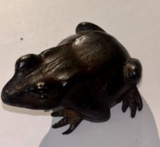 An unusual 19th cent bronze japanese frog