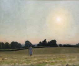 Morris Meredith Williams, oil on board, "The woman in the hayfield," signed lower right.