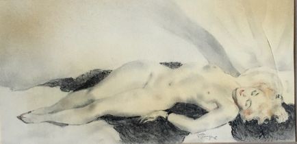 Two George Guincequant nude studies, signed indistinctly lower right, 66cm x 94cm, together with a