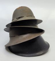 Three Zuckerman pattern WW2 civil defence steel helmets, all with liner, one dated 1941 and embossed