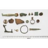 A bulk lot of various metal detecting finds, Roman to modern. Of note in this lot, Roman copper