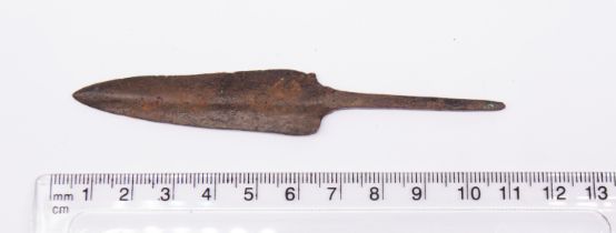 Bronze/Iron age copper alloy leaf arrowhead. Very good condition with only the slightest nick out of