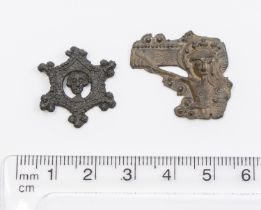 Collection of two pewter pilgrims badges 14/15th century. One is broken but is clearly depicting