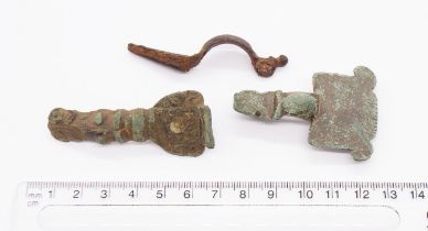 Saxon copper alloy Brooch group. Circa 6th-8th century. A good selection that includes part of a