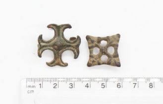 Pair of Saxon copper alloy openwork disc brooches 8th-9th century. Both are openwork and both have