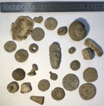 Collection of Metal Detector Found Lead Items, including an unusual object in the form of a Face.