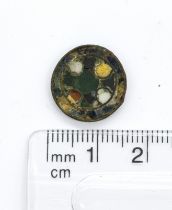 Beautiful Saxon copper alloy circular cloisonne disc most likely the insert from a brooch or