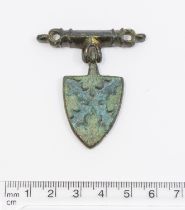 Medieval Heraldic Mount.  Circa, 13th - 14th century AD. Copper-alloy. H31.5mm. 23.10g (including