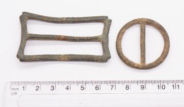 Pair of Medieval copper alloy annular buckle frames.