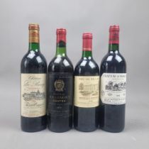 4 Bottles Mixed Red Wines to include: Chateau d'Angludet 1996 Margaux, Roc Du Bel Air 1999