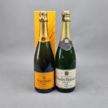 2 Bottles NV Champagne to include: Veuve Clicquot NV Brut and Charles Heidsieck NV Brut (Please note