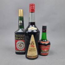 3 Bottles of Cherry Brandy from 1970/80's including half bottle of De Kuyper