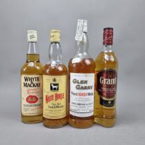4 Bottles Blended Whisky to include: Glen Garry Finest by John Hopins for Spanish Market 1980's