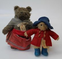 An early 1980's Gabrielle Designs Paddington Bear, 39cm, together with Aunt Lucy, 49cm. Each with