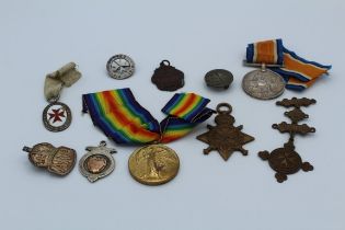 Collection of Great War medals and badges