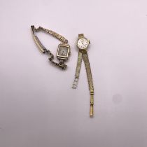 A 9ct ladies yellow gold 'Envoy' ladies cocktail watch on an integral 9ct gold bracelet, untested,