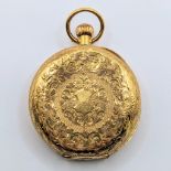 18ct Yellow Gold Cased Ladies Fob Watch. Approximately 3.2cm width.