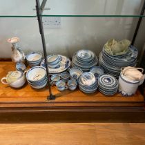 a Large collection Chinese blue & white ceramics together with a Japanese vase. 18th Century plate