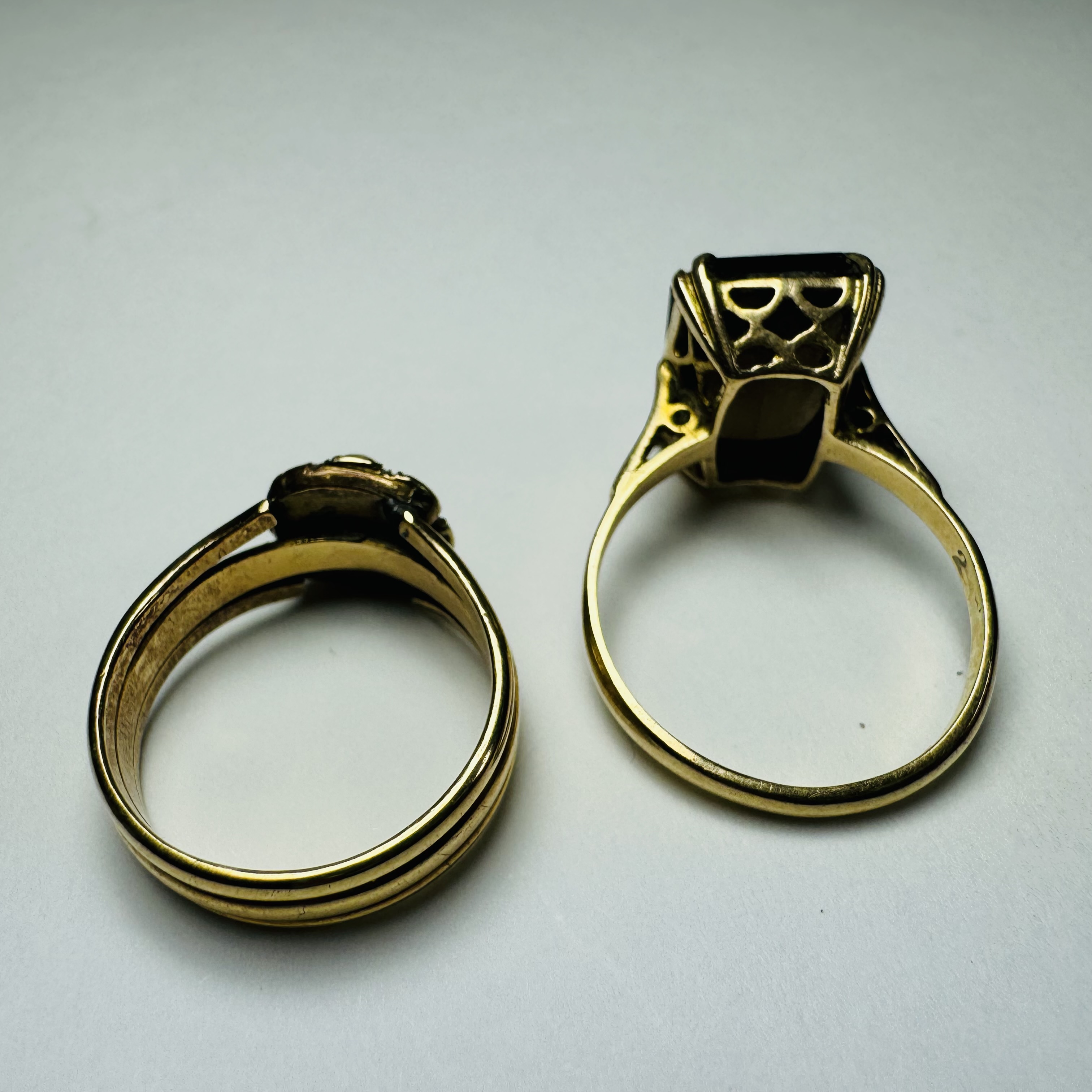 A collection of three dress rings. Comprising a 9ct gold smoky quartz cocktail ring, size O, - Image 3 of 3