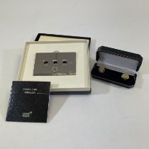 Boxed Pair Montblanc cufflinks, Mother of Pearl centres with "Montblanc" to the outside together