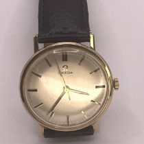A 1960s vintage 9ct gold Omega wristwatch. With retirement engraving to the reverse. 38mm case