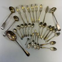 A collection of assorted silver flatware, total weight approximately 500 grams.